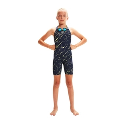 Závodní plavky - kombinéza Speedo Fastskin Openback Kneeskin modrožíhaná
