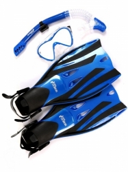 Two Bare Feet  potápěčský set Silicone Dry Top modrý s ploutvemi