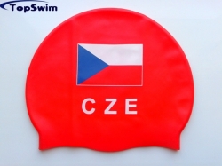 Plavecká čepice TopSwim česká vlajka červená
