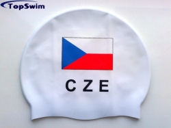 Plavecká čepice TopSwim česká vlajka bílá
