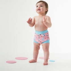 Kojenecké plavky SplashAbout New Happy Nappy růžové se zvířátky