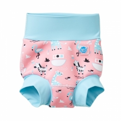 Kojenecké plavky SplashAbout New Happy Nappy růžové se zvířátky