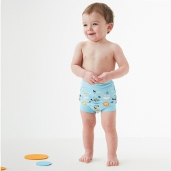 Kojenecké plavky SplashAbout New Happy Nappy  modré se zvířátky