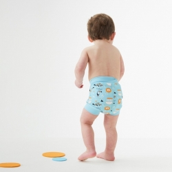 Kojenecké plavky SplashAbout New Happy Nappy  modré se zvířátky