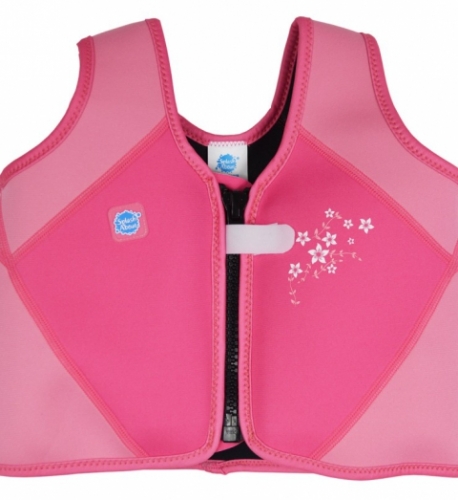 Dětská plavací vesta SplashAbout růžová s květy